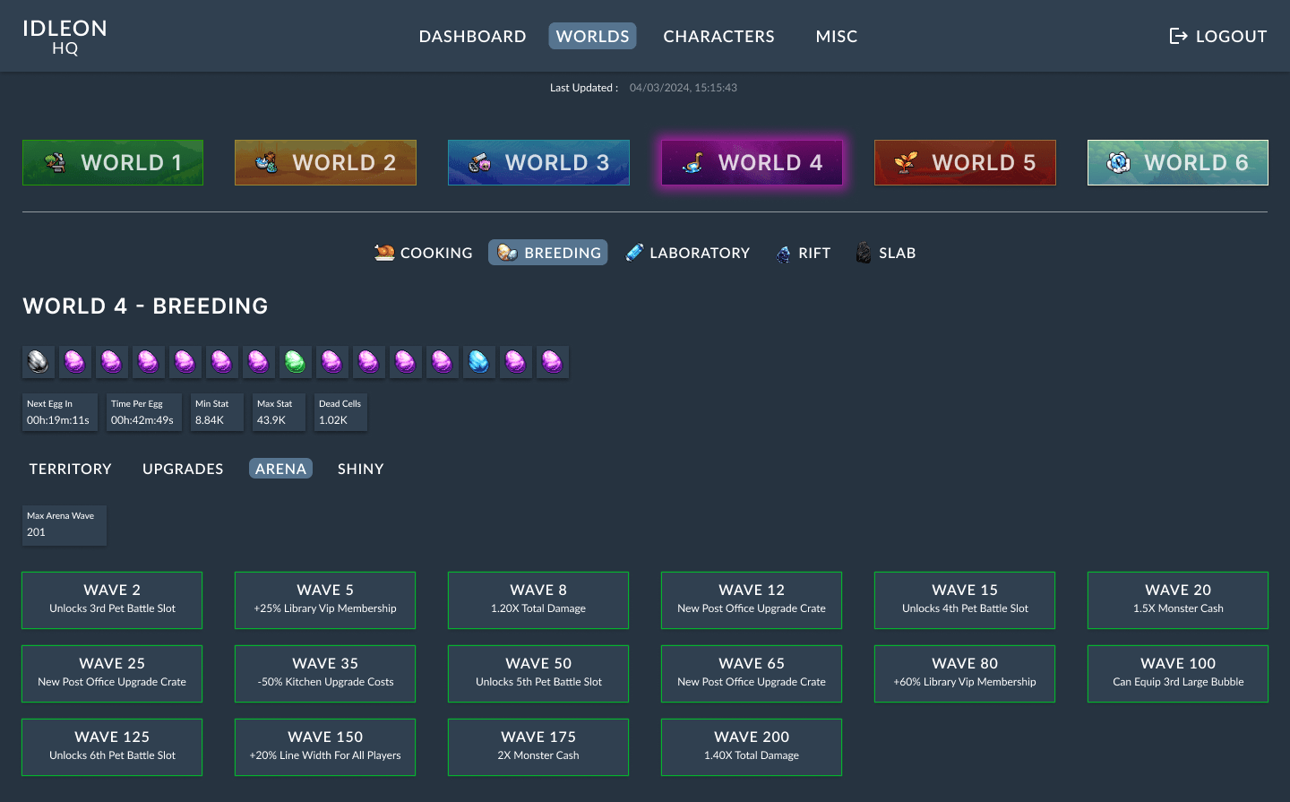 Design frame of the arena skill for world 4